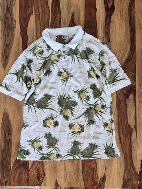 Cherokee Waikiki Wear Textured, Pineapple, Palm Tree print, Polo Shirt